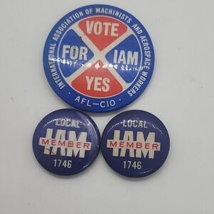 Vintage lot 3 Intl Assoc Machinists and Aerospace Workers IAM Union AFL-CIO pins